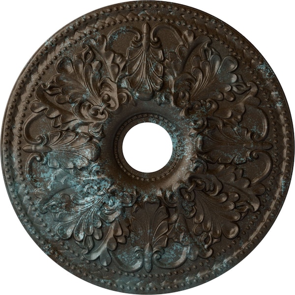 Ekena Millwork Ashley Ceiling Medallion (Canopies up to 4 3/4"), 23 7/8"OD x 4"ID x 2 1/8"P, Bronze Blue Patina CM23ASBBS - main